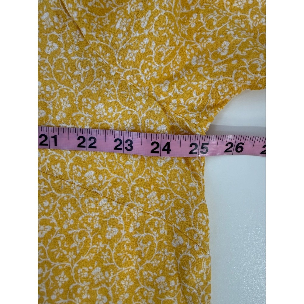 Cynthia Rowley Blouse 2X Yellow Floral Boho Ruffle Bell Sleeve V-Neck Top - Picture 6 of 8